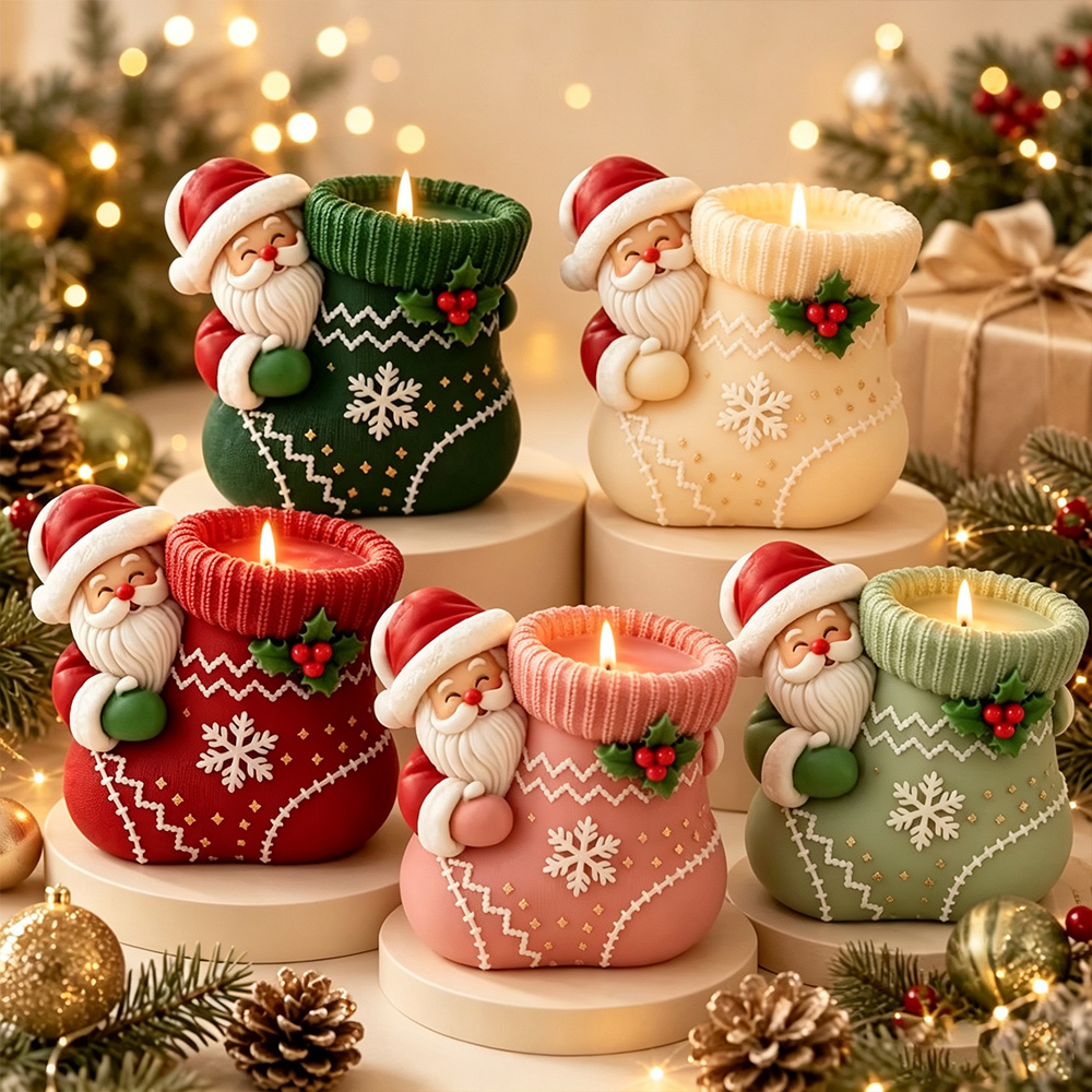 Candle Holder Supplies - Christmas socks Elderly Silicone Candle Mold-DIY