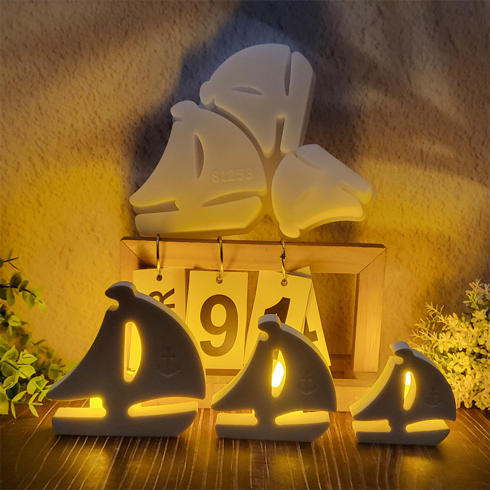 3D Sailboat Night Light Silico - Candle Holder Supplies 评论和价格