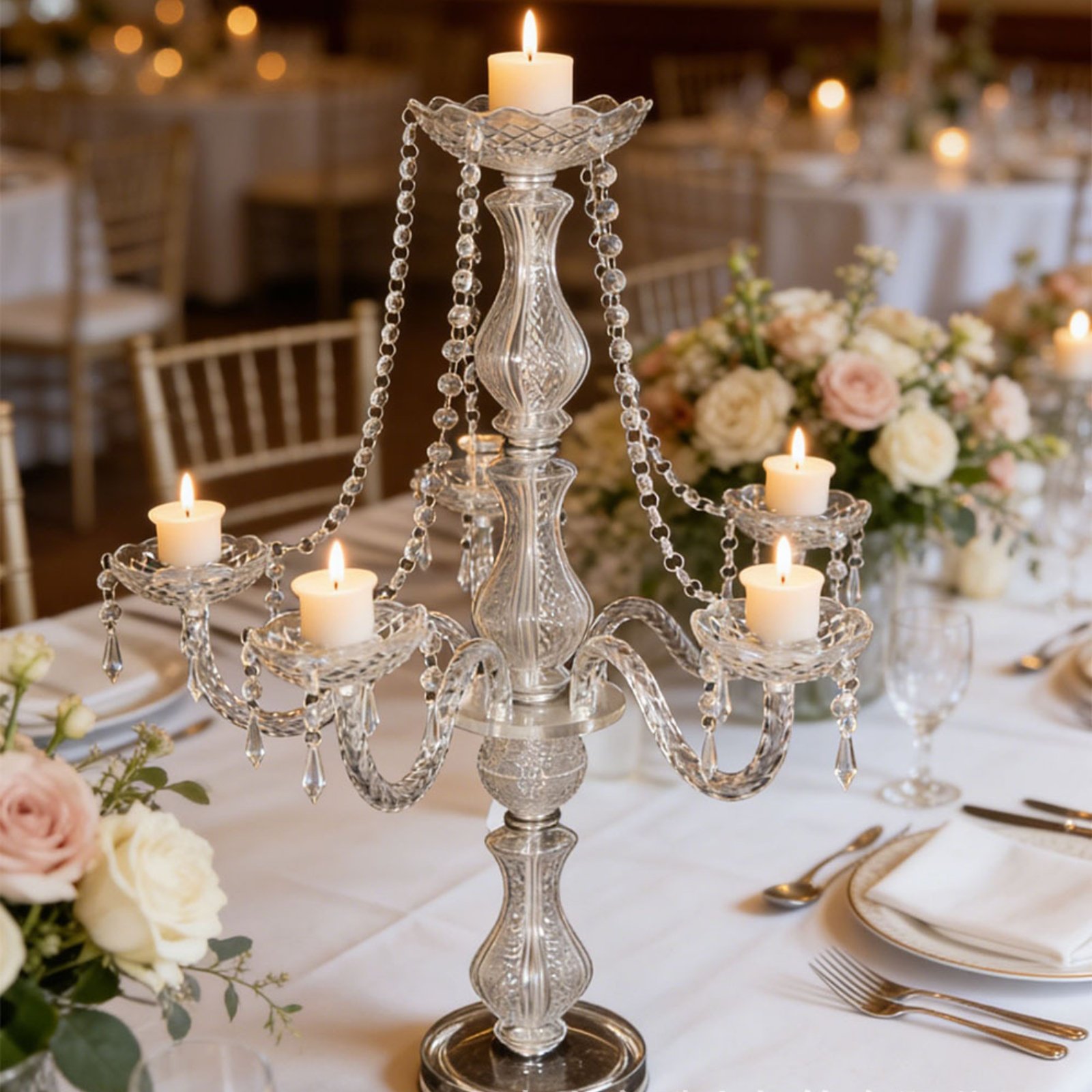Crystal Candelabra Elegant Wed - Candle Holder Supplies 评论和价格