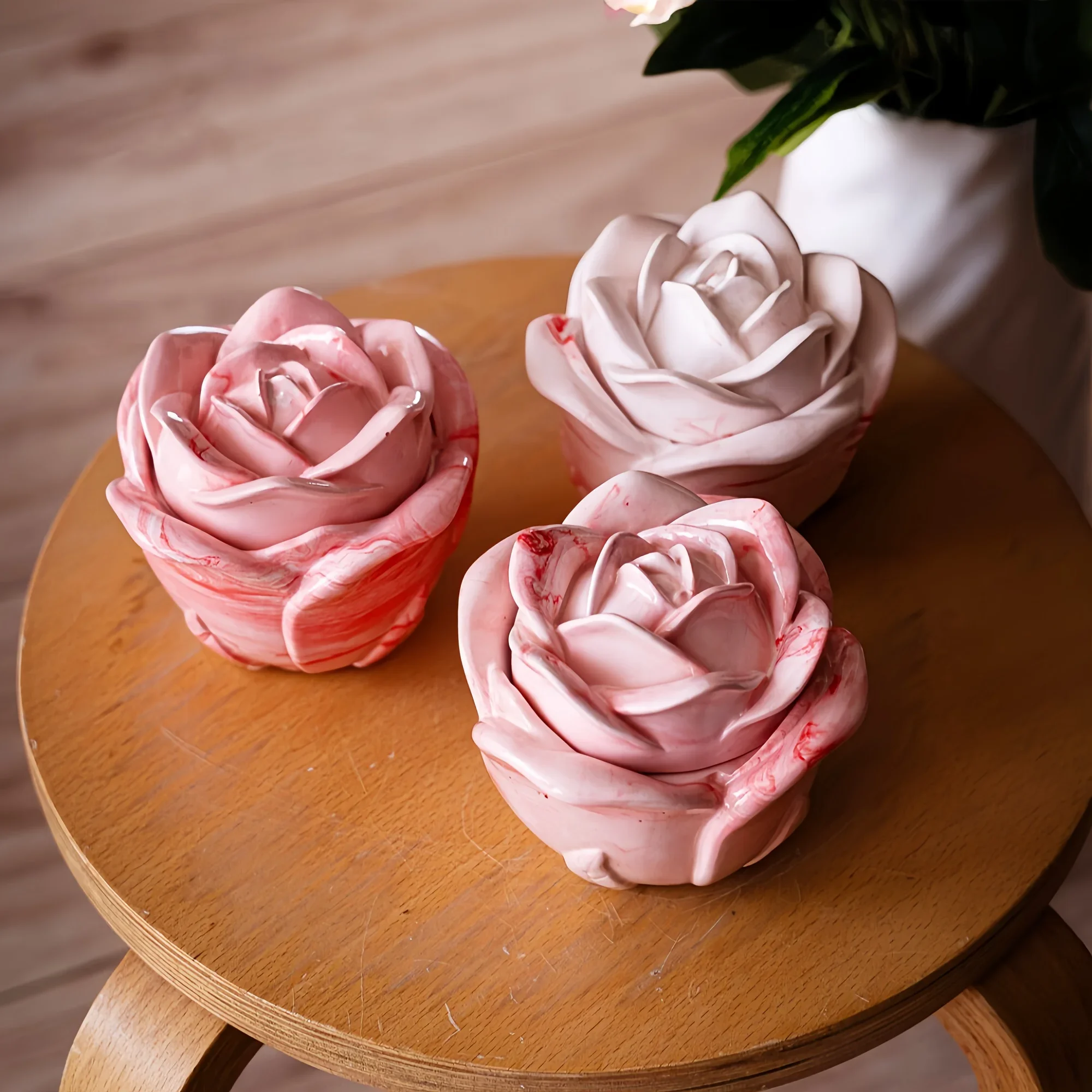 2-Piece Set Rose Shaped Silico - Candle Holder Supplies 评论和价格