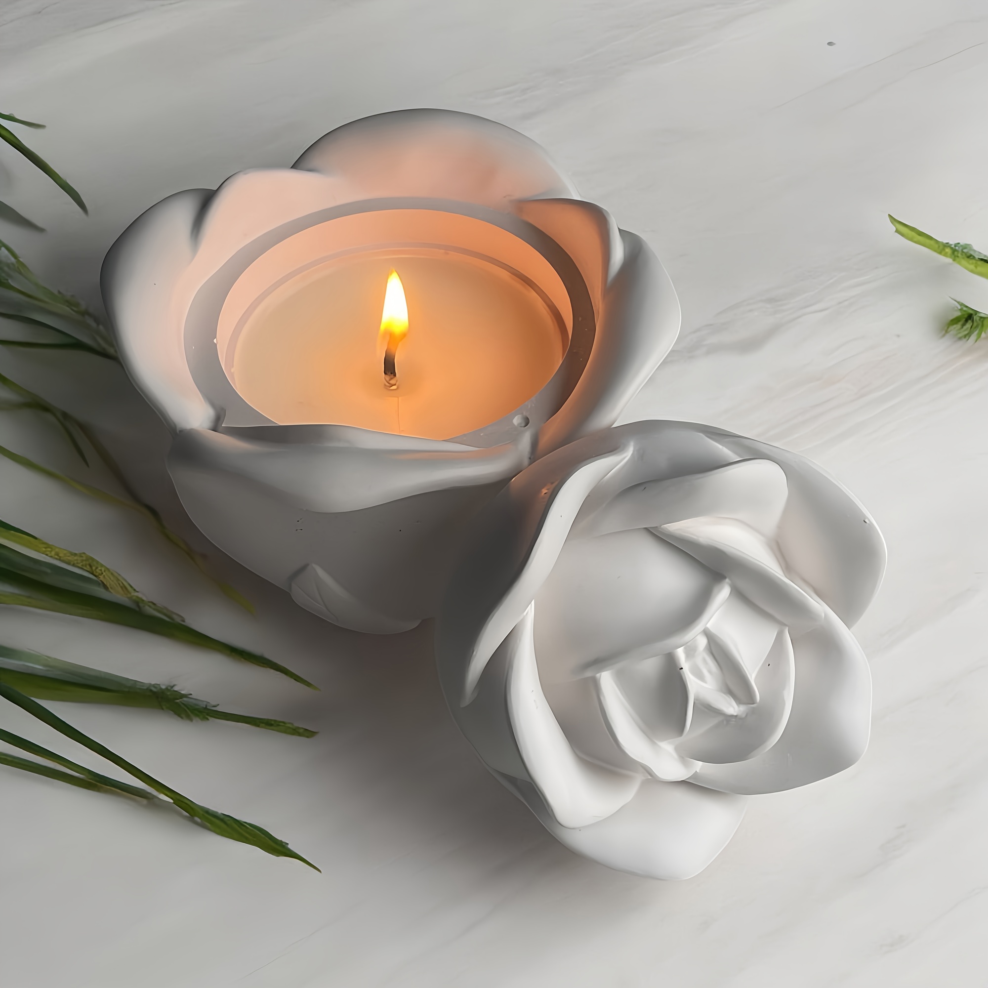 2-Piece Set Rose Shaped Silico - Candle Holder Supplies 评论和价格
